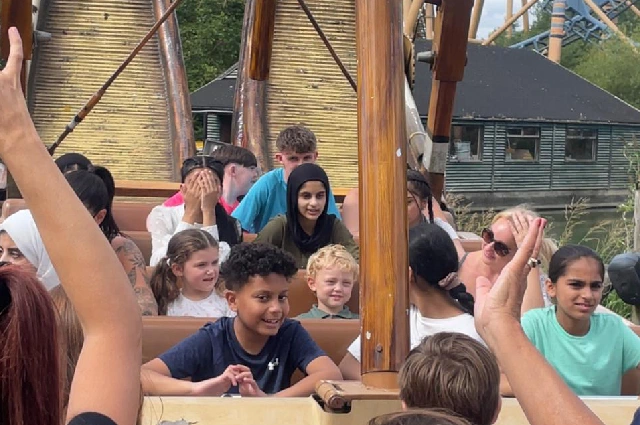 A group of our children in a ride at Flamingo Land 2024